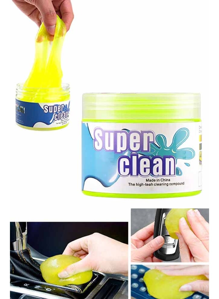 جل تنظيف السيارات، معجون تنظيف الغبار والأوساخ للفتحات، أداة تنظيف داخلية قابلة لإعادة الاستخدام لإزالة الطين، مناسبة لجميع أنواع السيارات (أصفر) - Image 1
