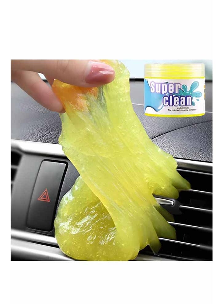 جل تنظيف السيارات، معجون تنظيف الغبار والأوساخ للفتحات، أداة تنظيف داخلية قابلة لإعادة الاستخدام لإزالة الطين، مناسبة لجميع أنواع السيارات (أصفر) - Image 2