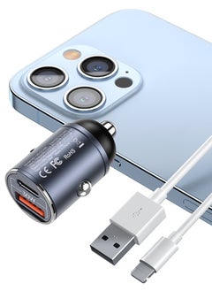 Usams Car Charger Fast Charging PD30W Dual Port USB C iPhone 16 Pro Max Charger Fast Charge Car Phone Adapter Plug for iPhone 16, Galaxy S23, Huawei, iPad Pro, Xiaomi, etc  - Image 3
