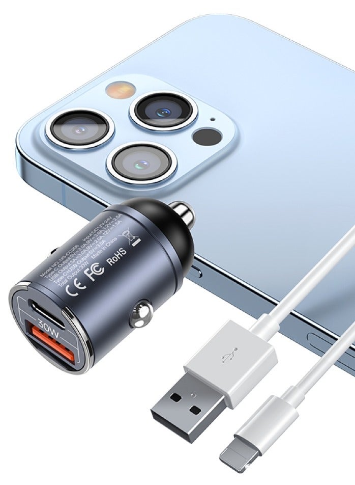 أوسامس شاحن سيارة شحن سريع PD30W ثنائي المنفذ USB C iPhone 16 Pro Max شاحن سريع الشحن هاتف السيارة قابس محول لهاتف iPhone 16، Galaxy S23، Huawei، iPad Pro، Xiaomi، إلخ - Image 3