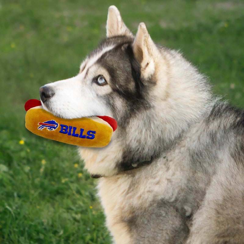 Pets First NFL Buffalo Bills HOT Dog Plush Dog & CAT Squeak Toy - Cutest HOT-Dog Snack Plush Toy for Dogs & Cats with Inner Squeaker & Beautiful Football Team Name/Logo, 8 x 5 x 3 Inches - Image 4