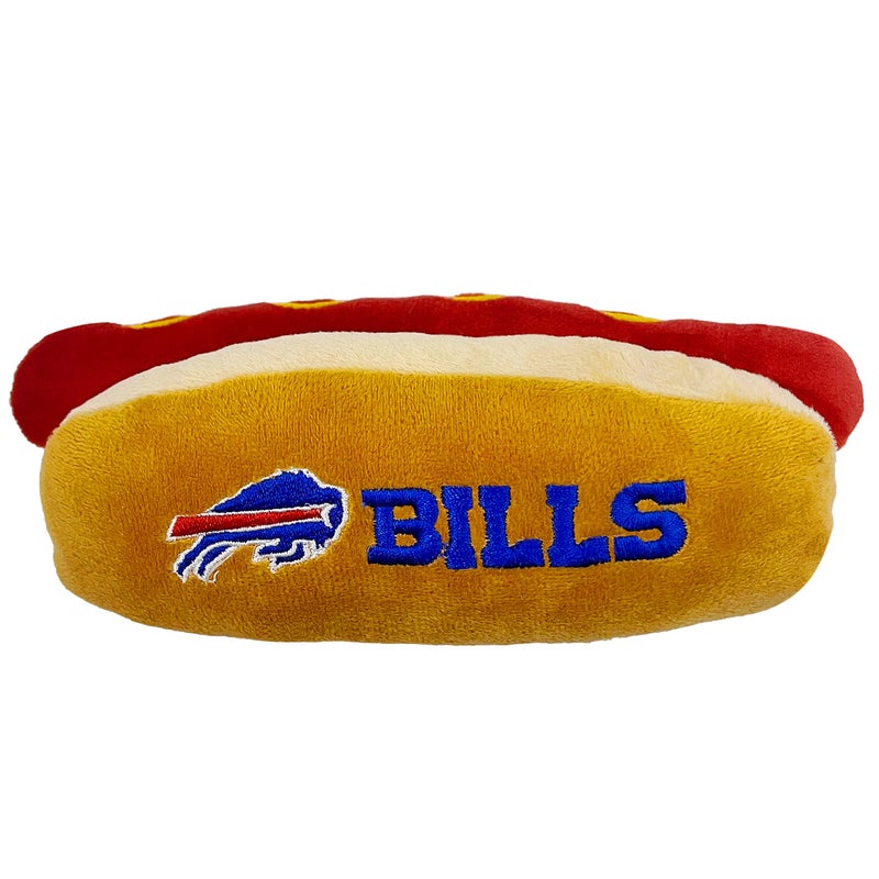 Pets First NFL Buffalo Bills HOT Dog Plush Dog & CAT Squeak Toy - Cutest HOT-Dog Snack Plush Toy for Dogs & Cats with Inner Squeaker & Beautiful Football Team Name/Logo, 8 x 5 x 3 Inches - Image 1