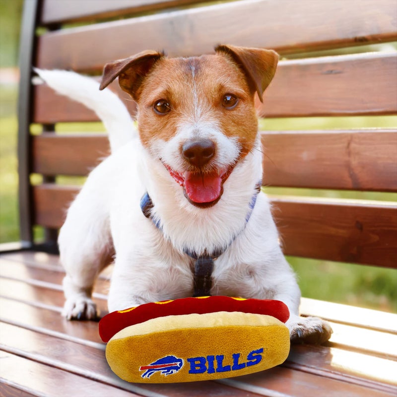 Pets First NFL Buffalo Bills HOT Dog Plush Dog & CAT Squeak Toy - Cutest HOT-Dog Snack Plush Toy for Dogs & Cats with Inner Squeaker & Beautiful Football Team Name/Logo, 8 x 5 x 3 Inches - Image 3