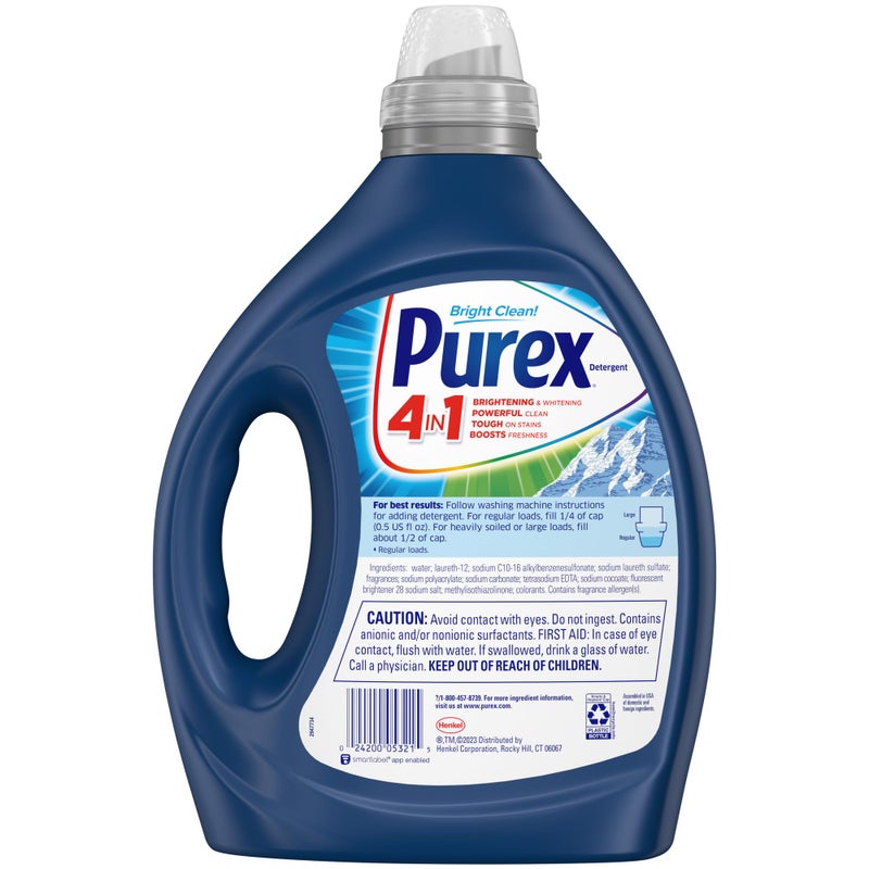 Purex 4-in-1 Laundry Detergent Liquid, Mountain Breeze, 82.5 oz, 165 Loads, Ultra Concentrated Laundry Detergent, Brightens & Whitens - Image 5