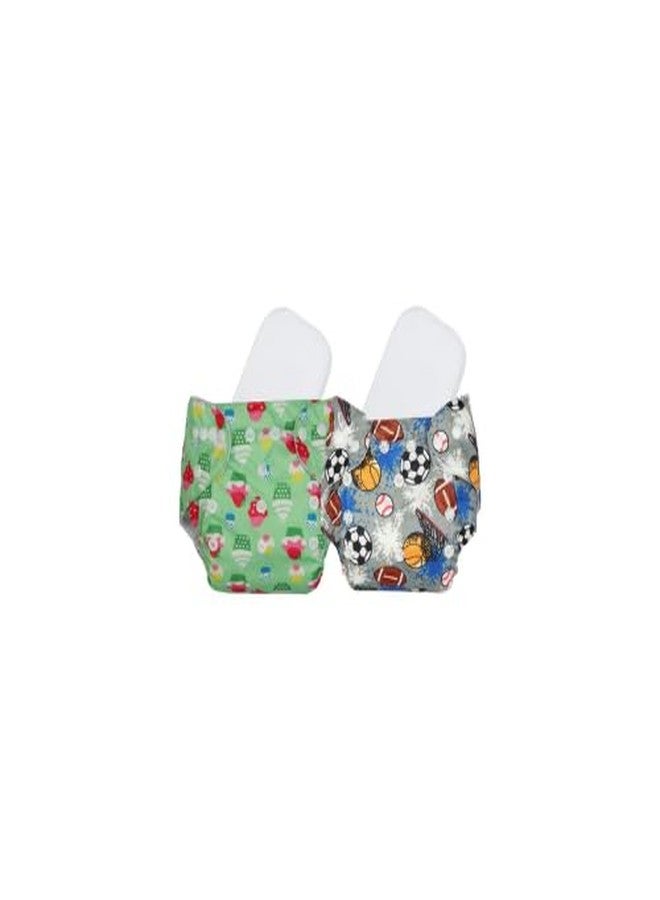 Laee cute Reusable Cloth Diaper with Inserts - Space & Cartoon Print (Pack of 2) (green+grey) - Image 1