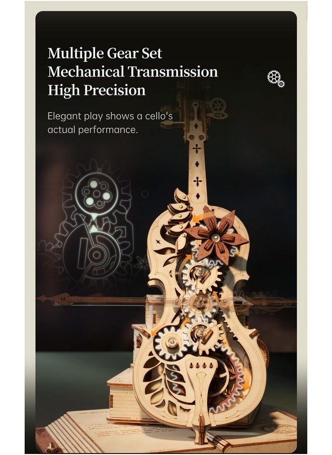 Robotime Amk63 Magic Cello 3D Puzzle 3D Wooden Puzzles For Adults Music Box Model Kits To Build Unique Musical Gift For Women Men Aesthetic Hobby Kit For Music Lovers  - Image 3