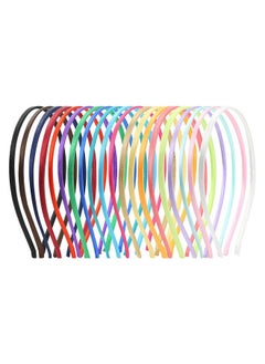 Lawie Lawie 20 Pack Colorful Plain Blank Cloth Satin Fabric Covered Slim Thin Hard Metal Headband Simple Skinny Wire Hair band Elastic Hair Hoop Holder Clasp Tiara Crown Craft DIY Accessories for Women  - Image 2