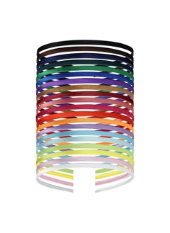 Lawie Lawie 20 Pack Colorful Plain Blank Cloth Satin Fabric Covered Slim Thin Hard Metal Headband Simple Skinny Wire Hair band Elastic Hair Hoop Holder Clasp Tiara Crown Craft DIY Accessories for Women  - Image 1