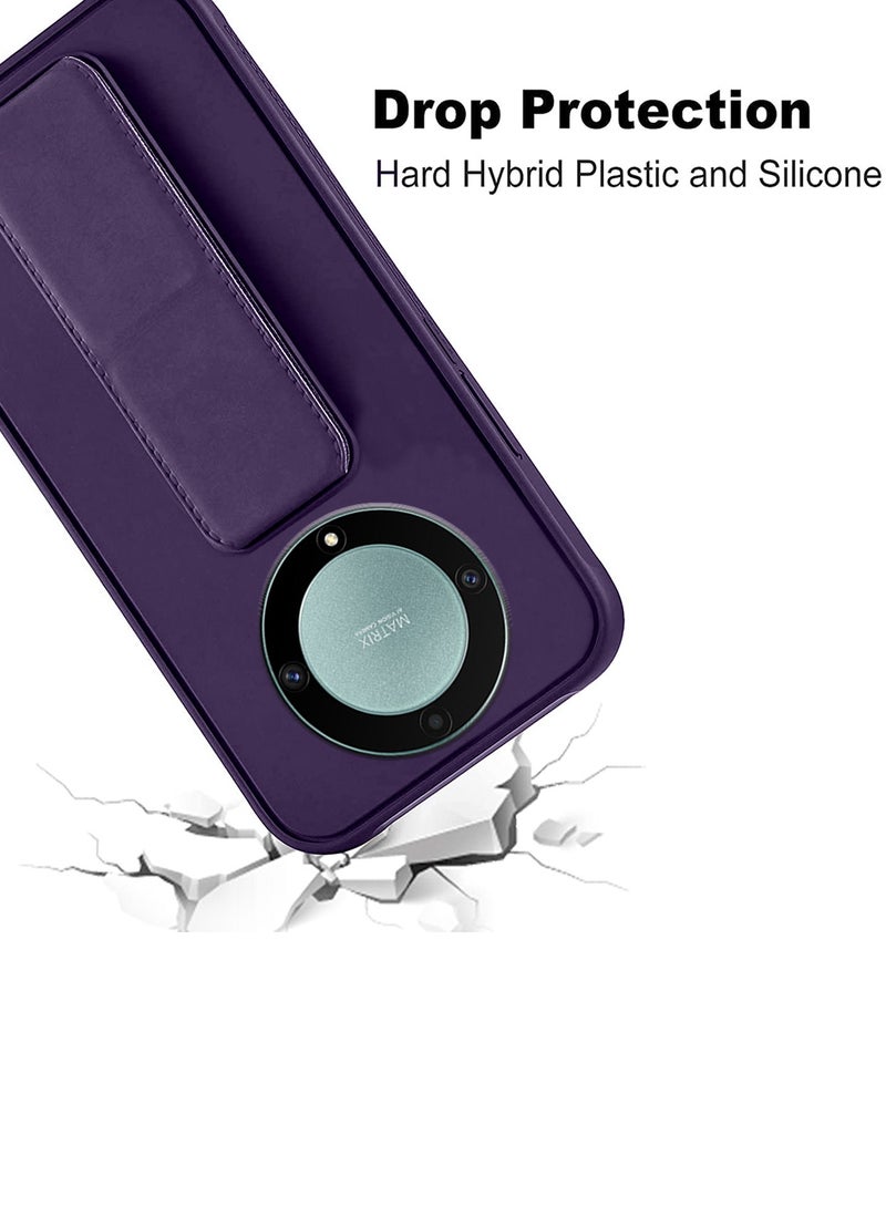 Wtech Hand Grip And Multi Stand Magnetic Car Mount Kickstand Finger Strap Case Cover For Honor X9b 5G 2023 Eggplant Purple - Image 5