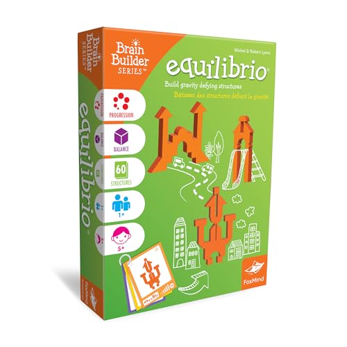 FoxMind Games Equilibrio Spatial Logic and Dexterity Game Build Gravity Defying Structures 60 Smart Puzzles to Work Through 6 Levels of Complexity Develops STEM Skills 1 Players for Ages 5 - Image 1