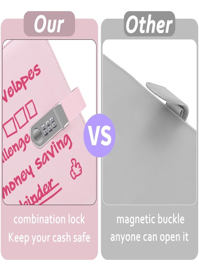 أنتنر مجلد تحدي توفير المال من أنتنر، يحتوي على 100 ظرف مع قفل، مقاس A5، دفتر تحدي لتوفير المال، مخطط ميزانية مع أظرف نقدية لتوفير المال - قفل بكلمة مرور لحماية أموالك، لون وردي - Image 3