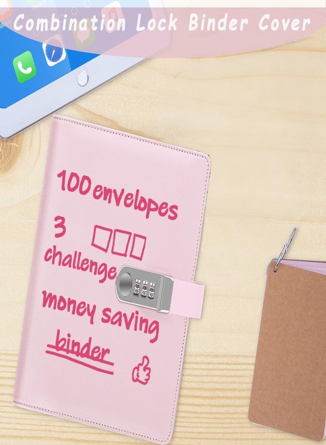 أنتنر مجلد تحدي توفير المال من أنتنر، يحتوي على 100 ظرف مع قفل، مقاس A5، دفتر تحدي لتوفير المال، مخطط ميزانية مع أظرف نقدية لتوفير المال - قفل بكلمة مرور لحماية أموالك، لون وردي - Image 4