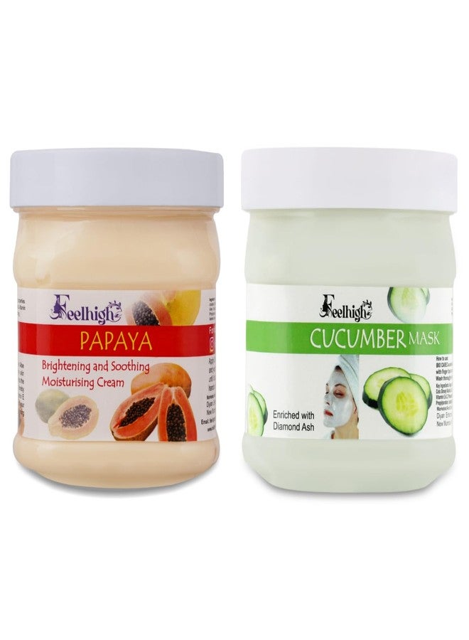 FEELHIGH Combo Papaya Face Cream 500ml with Natural Papaya Extract and Cucumber Face Mask 500ml Pack of 2 Men and Women - Image 1