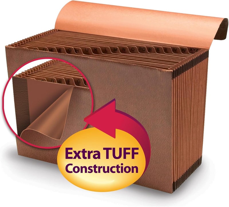Smead TUFF Expanding File with 21 Pockets, Alphabetic A-Z Indexing, Flap and Elastic Cord Closure, Legal Size, Redrope-Printed Stock - Image 3