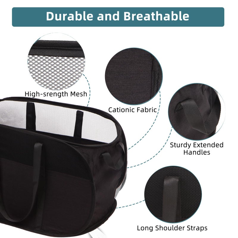 BATTOO Collapsible Laundry Baskets, Tear Proof Pop Up Laundry Hamper with Dual Handles, Durable Foldable Laundry Basket, Easy to Carry Laundry Hamper for Home, Laundry Room, Bedroom, Dorm, Travel Black - Image 5
