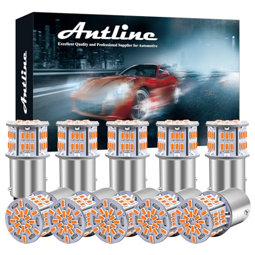Antline 1157 BAY15D 7528 2057 2357 LED Bulbs Amber Yellow Super Bright 3014 54SMD LED Replacement for 12V24V RV Camper Car Vehicle Trunk Backup Reverse Tail Brake Turn signal Lights Pack of 10 - Image 1