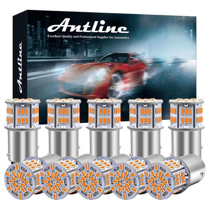 Antline 1157 BAY15D 7528 2057 2357 LED Bulbs Amber Yellow Super Bright 3014 54SMD LED Replacement for 12V24V RV Camper Car Vehicle Trunk Backup Reverse Tail Brake Turn signal Lights Pack of 10 - Image 3