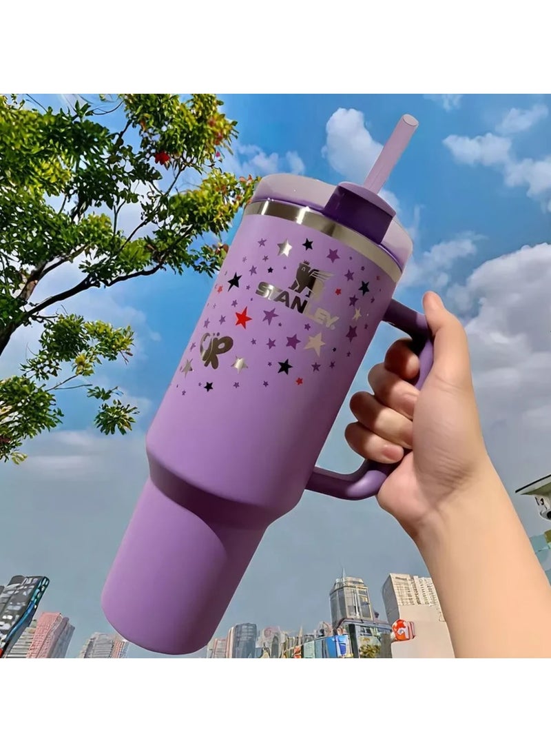 Stanley Olivia Rodrigo 40oz Insulated Stainless Steel Travel Mug – Leak-Proof Reusable Cup with Handle & Straw – Double Wall Vacuum Tumbler for Hot & Cold Drinks – Stylish Travel Cup for Olivia Rodrigo Fans - Image 4