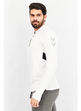 Hummel Men Sportswear Fit Long Sleeve Tech Move Brand Logo Sweatshirt, White  - Image 3