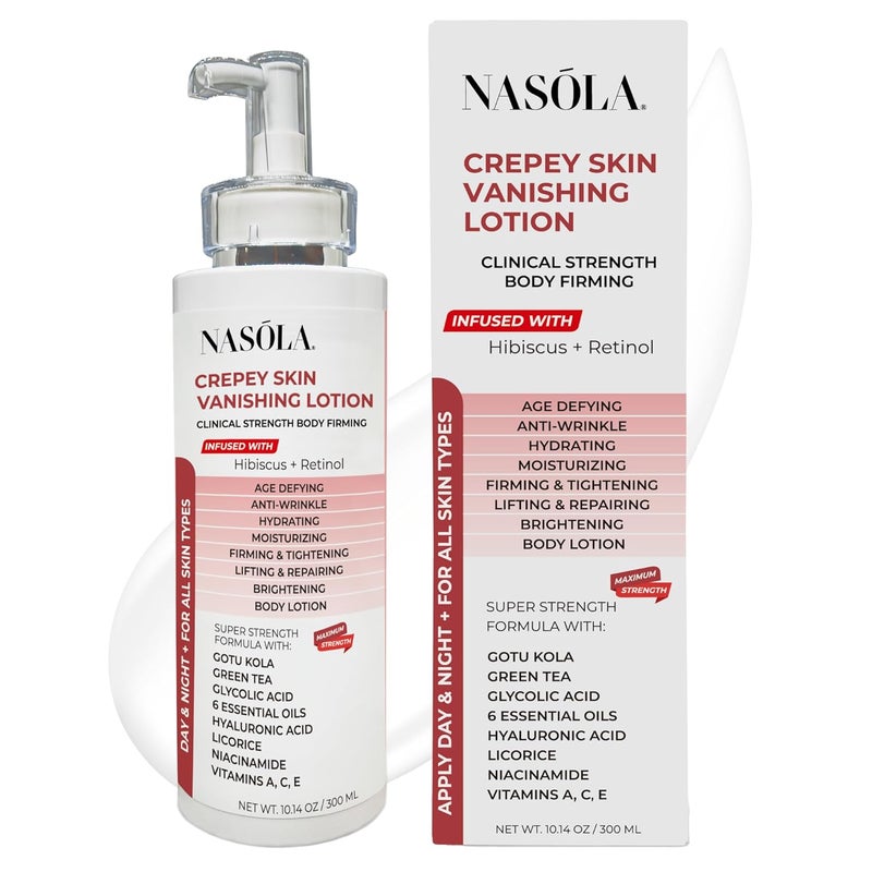 Crepe Erase Advanced Body Repair Treatment Lotion with Retinol and Hibiscus Skin Tightening and Lifting Cream Moisturizer for Dry Aging Skin includes Vitamin A E C and Green Tea 1014 Oz