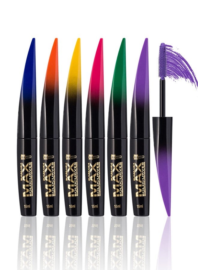 RoseFlower 6 Colorful Mascara Set, Natural Waterproof 4D Lash Volume & Curl Eye Makeup (Blue/Purple/Green/Red/Yellow/Orange) - Image 1