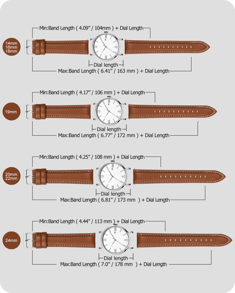 Fullmosa Watch Band, Quick Release Leather Watch Strap for Men Women, Replacement Bands Width 14mm 16mm 18mm 19mm 20mm 21mm 22mm 24mm - Image 5