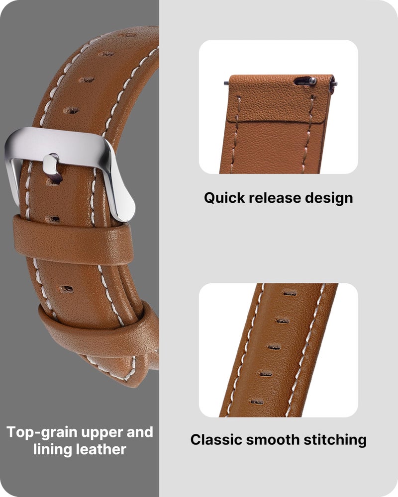 Fullmosa Watch Band, Quick Release Leather Watch Strap for Men Women, Replacement Bands Width 14mm 16mm 18mm 19mm 20mm 21mm 22mm 24mm - Image 4