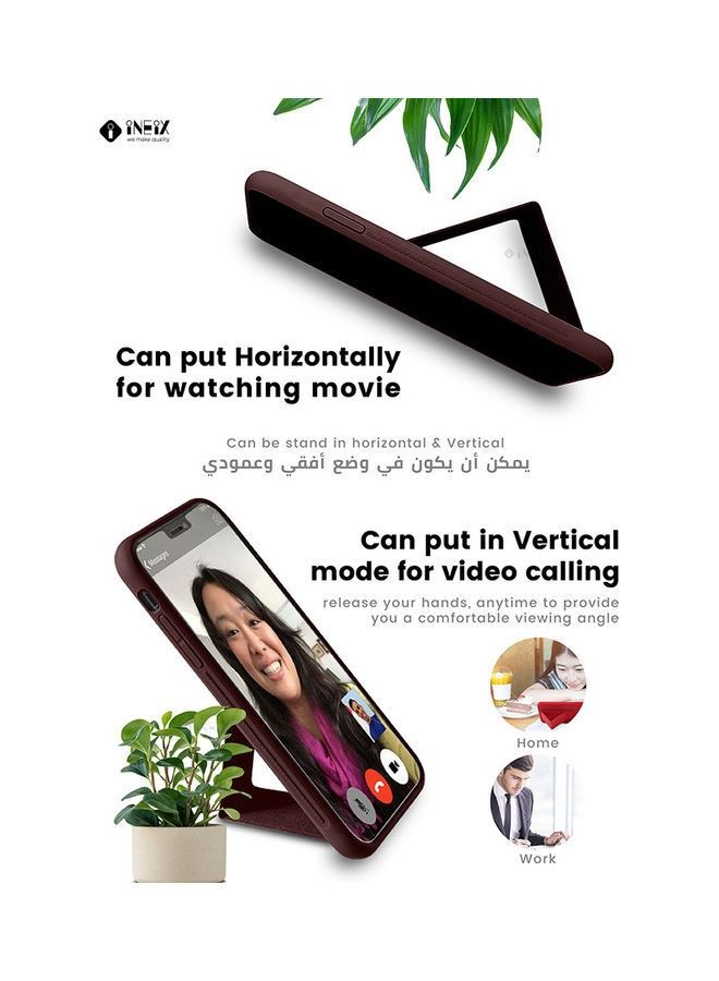 إينيكس غطاء حماية مع حزام معصم مغناطيسي وقبضة يد وحامل 3 في 1 لهاتف سامسونج جالاكسي S21 بني غامق - Image 4