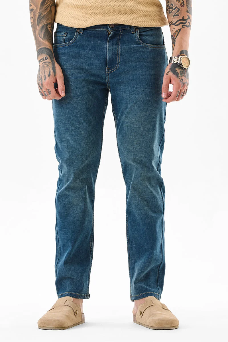 SNITCH Blue Solid Relaxed Casual Jeans