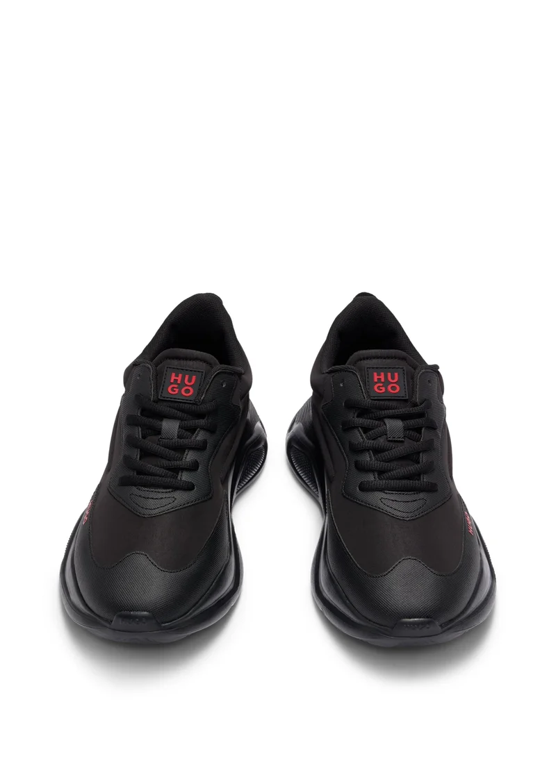HUGO Mixed-material lace-up trainers with faux leather