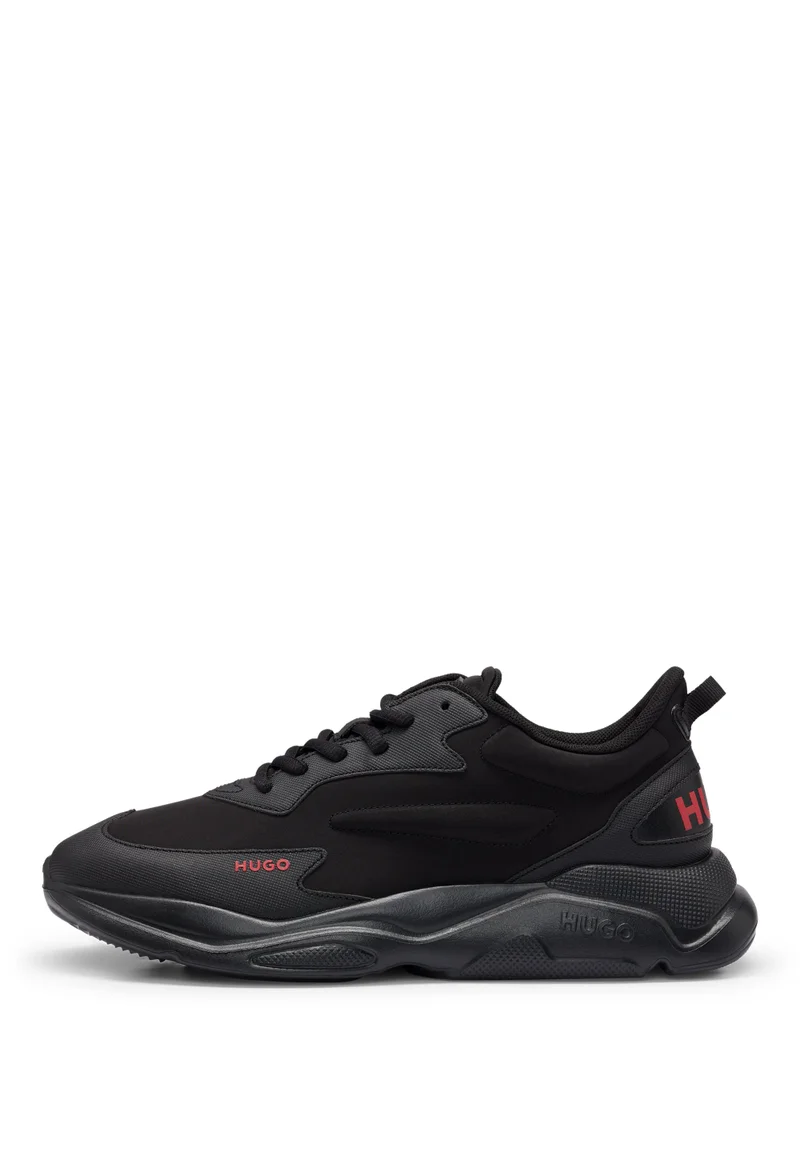 HUGO black Mixed-material lace-up sneakers with faux leather for Men | Best Price UAE