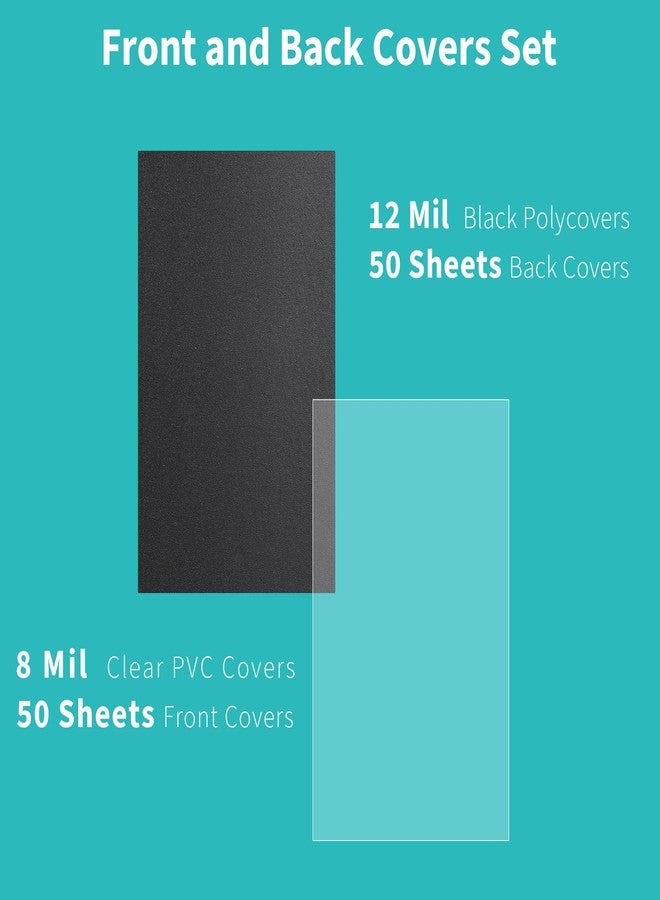 Binditek 100 Pack Binding Covers and Backs Set, 8.5 x 14 Inches, Including 50 Pcs 8Mil Clear PVC Binding Covers, 50 Pcs 12Mil Sand-Textured Polycovers - Image 2