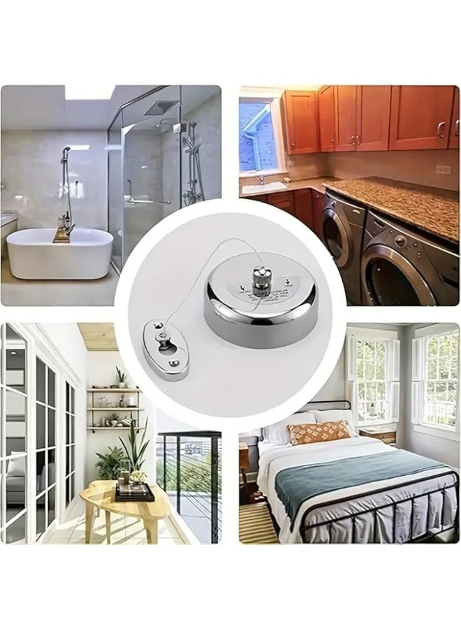 VITION 2.8m Clothesline, Wall Mounted Stainless Steel Clothes Laundry Line Dryer with Adjustable Nylon Rope for Home Hotel Bathroom Indoor Outdoor - Image 2