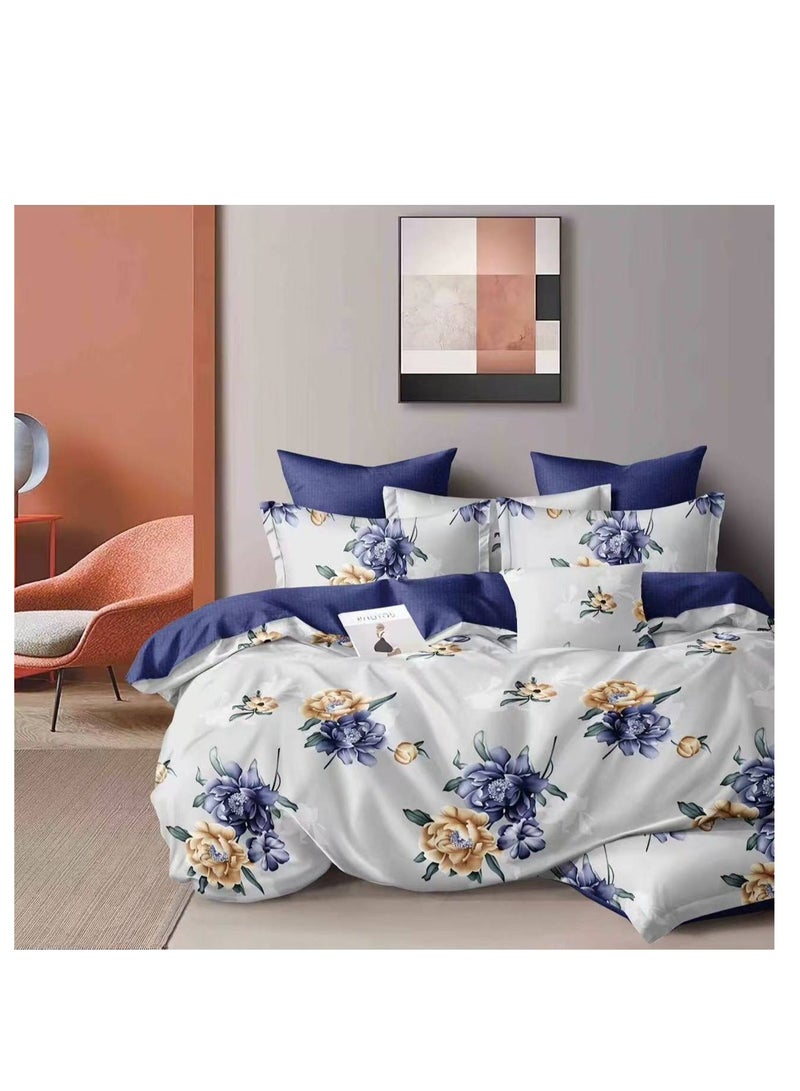 6Pcs Bedding Set Solid Color Luxury Bedding Duvet Cover Set  King Size Bed Set Flower c