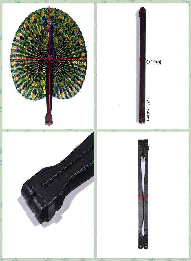 Bestage 10 Pcs Paper Folding Hand Fans,Peacock Fans Decorations Foldable Handheld Chinese and Japanese Fans Bulk for Gifts,Weddings Festival,Birthday,Party Favors,School Cultural Shows - Image 2
