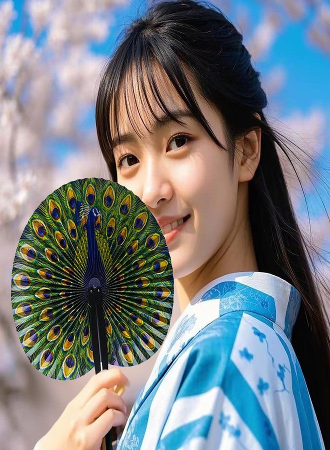 Bestage 10 Pcs Paper Folding Hand Fans,Peacock Fans Decorations Foldable Handheld Chinese and Japanese Fans Bulk for Gifts,Weddings Festival,Birthday,Party Favors,School Cultural Shows - Image 5