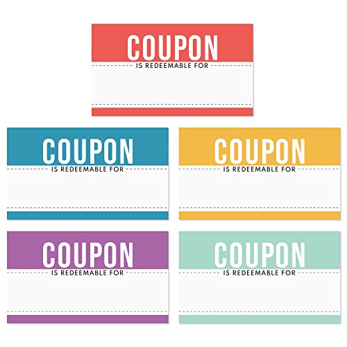 Canopy Street Multicolor Fill In Coupon Cards / 100 Colorful Customer Vouchers / 2" x 3.5" Business Card Sized Classroom Reward Cards/Made In The USA - Image 1