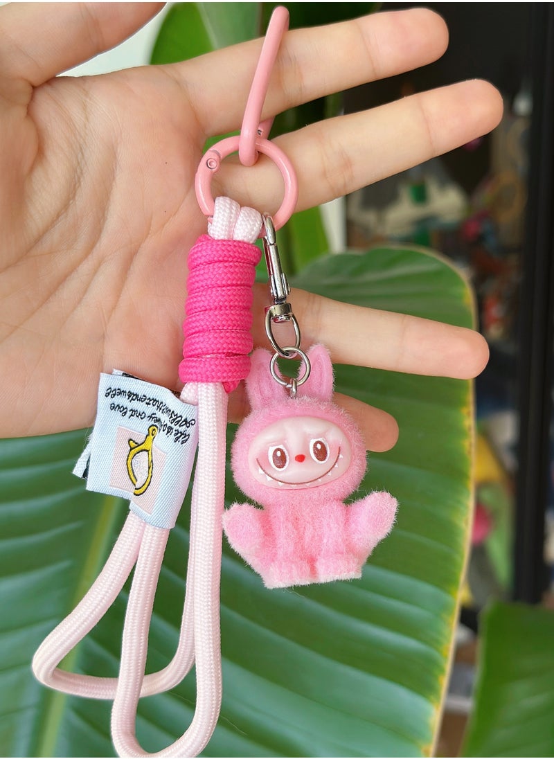 Paraphrase 2-Piece Kawaii Labubu Grey and Light Pink Wrist Keychain, Cute Bag Charm Pair for Besties and Couples, Car Keychain Accessories, Perfect Gifts for Girlfriends  - Image 3