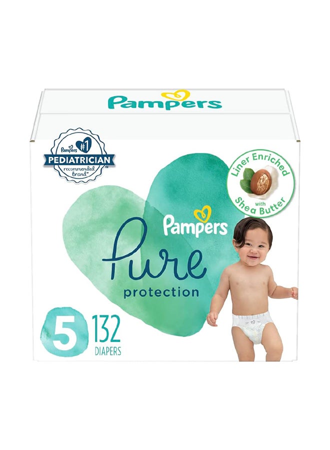 Pampers Pure Protection - Size 5, 132 Count, Hypoallergenic Premium Disposable Baby Diapers - Image 1