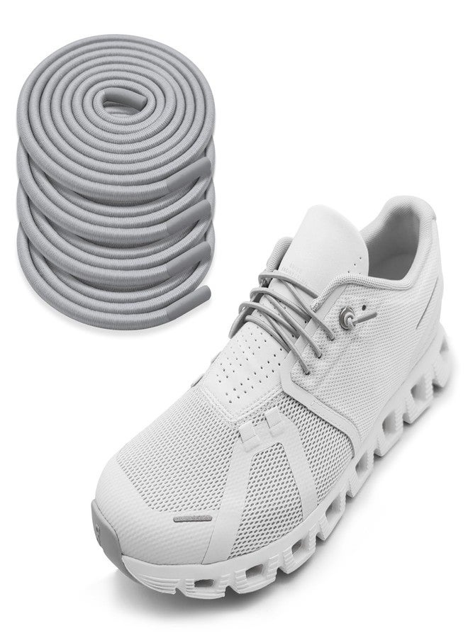 NDTEZUGT 2Pairs Elastic Shoelaces for On Cloud 5 & 6 Sneakers, 1/10" (2.5mm) Stretch Round Shoe Strings Replacement Laces, Grey (Upgrade), 18''/45cm - Image 1