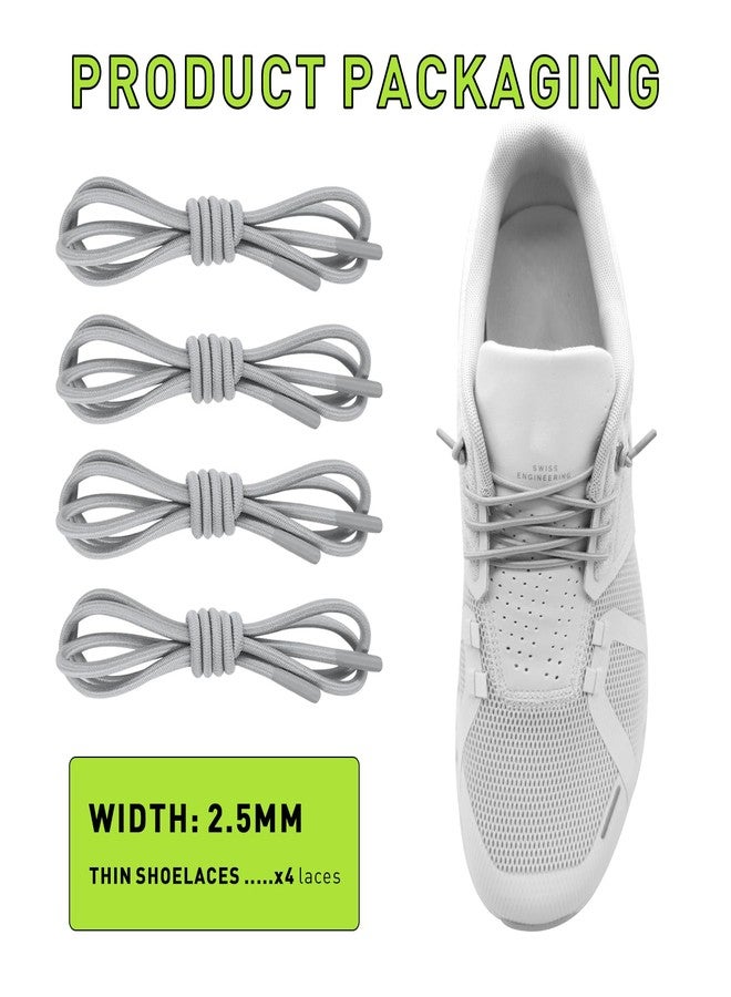 NDTEZUGT 2Pairs Elastic Shoelaces for On Cloud 5 & 6 Sneakers, 1/10" (2.5mm) Stretch Round Shoe Strings Replacement Laces, Grey (Upgrade), 18''/45cm - Image 2