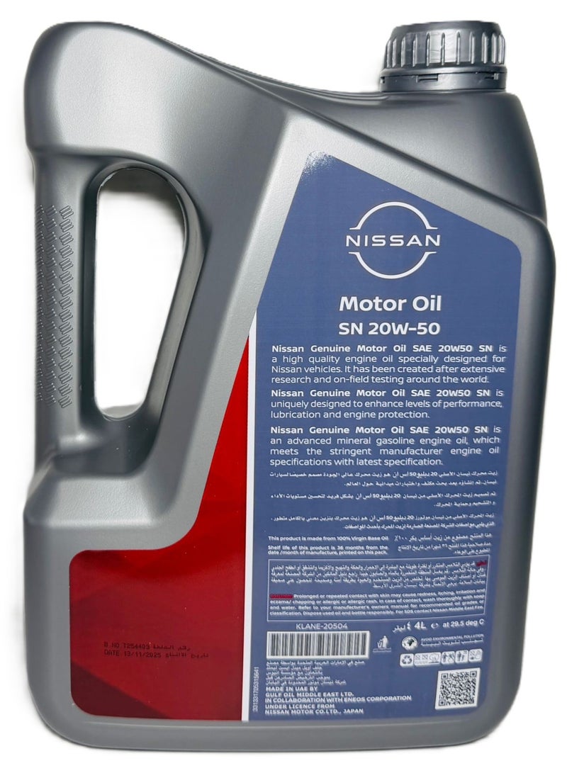 Nissan 20W50 Genuine Engine Oil 4Ltr - Image 4
