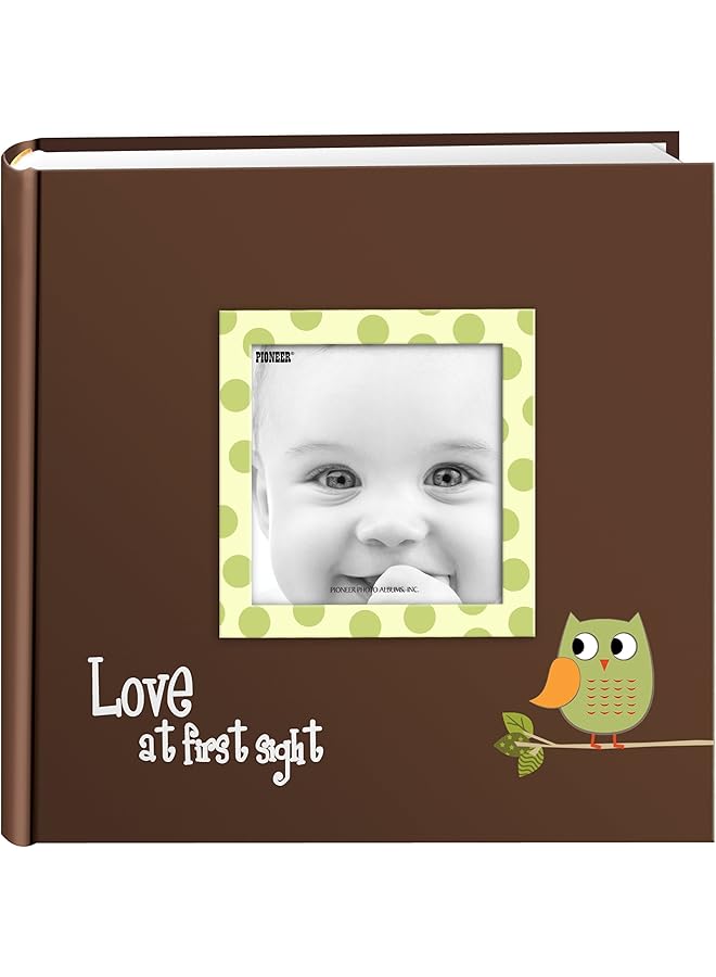 The Bros EV-246FB/O 200-Pocket Baby Owl Printed Designer Frame Cover Photo Album 4 x 6 Inch Green EV-246FB/OG - Image 1