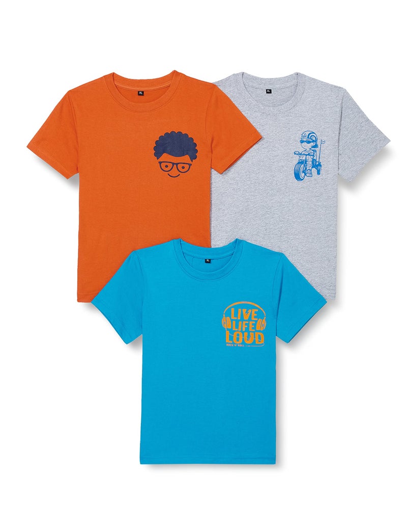 T2F Boy's Cotton Solid Regular Fit T-Shirt (Pack of 3) - Image 1