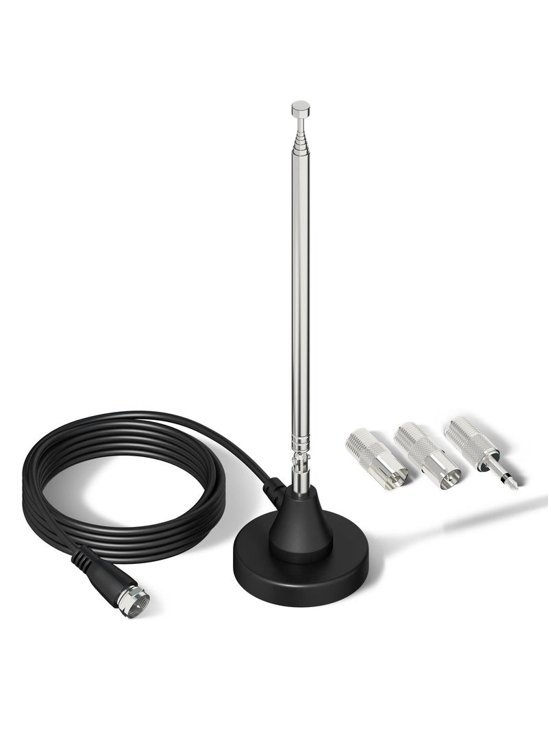 Generic - DAB FM Radio Antenna 75 Ohm Telescopic Antenna with Magnetic Base and 3m Extension Cable for Portable Stereo System and Receiver - Image 1