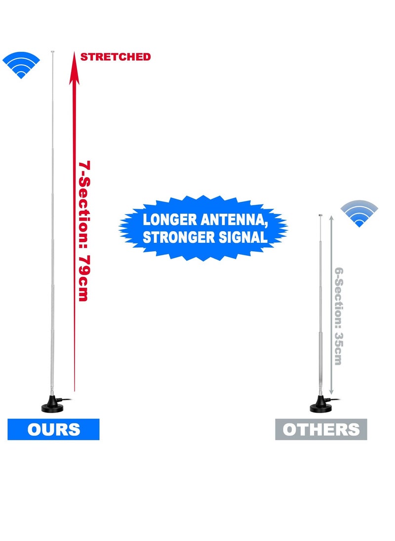 Generic - DAB FM Radio Antenna 75 Ohm Telescopic Antenna with Magnetic Base and 3m Extension Cable for Portable Stereo System and Receiver - Image 1