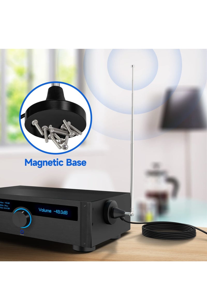 Generic - DAB FM Radio Antenna 75 Ohm Telescopic Antenna with Magnetic Base and 3m Extension Cable for Portable Stereo System and Receiver - Image 1