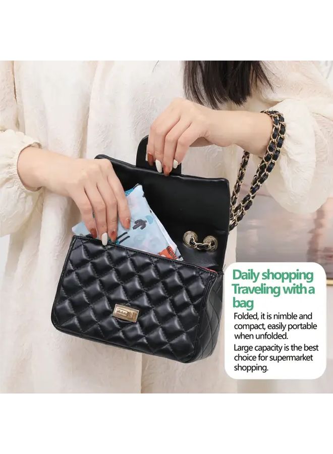 Heavy Duty Foldable Shopping Bags Banana Leaves Little Elephant Pattern Large Capacity Reusable Tote - Image 5