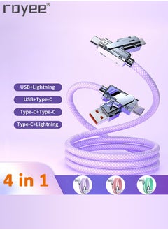 4 in 1 Fast Charging Cable 100W USB C Charger Cord 1M Combo Lightning Type C USB A Ports