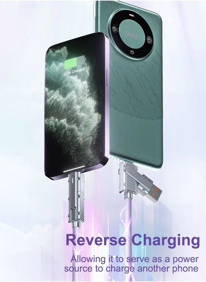 Royee - 4 in 1 Fast Charging Cable 100W USB C Charger Cord 1M Combo Lightning Type C USB A Ports - Image 1
